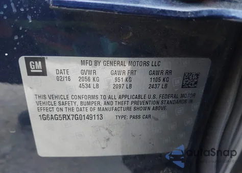 2016 Cadillac Ats Standard from USA, damaged, VIN 1G6AG5RX7G0149113